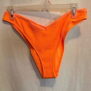 AA-589 Aerie NWT Cheeky Orange Ribbed Summer Swim Bikini Bottoms Size L